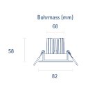 LED Downlight 9W Argent 36&deg; CRI93, dim, nickel, DA=68 inkl. Treiber, IP30,