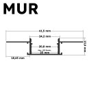 Alu- Profil Trockenbau MUR LED-f&uuml;r Streifen (max. 20 mm),  pro Meter silber inkl. Abdeckung