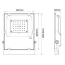 LED Fluter RGB+CCT 50W IP65 160&deg; schwarz steuerbar 2.4 Ghz  mit  Fernbedienung Artikelnr. 23114807