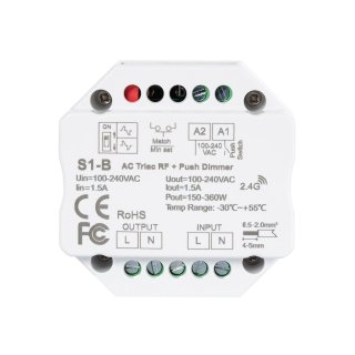 Universalempf&auml;nger Sys-One Dimmer Funk und Taster f&uuml;r Doseneinbau, max.400W, 230V, IP20, 9052701