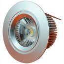 Downlight LED 7W COB, 380lm, IP44, 38&deg; Treiberlos 230V, dimmbar, CRI&gt;82, blendfrei, 2800 / 3000K, silber / wei&szlig;